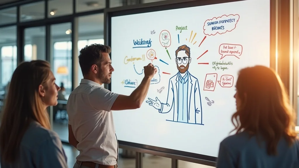 Creative branding workspace leveraging AI-powered tools to define a consistent brand voice in marketing